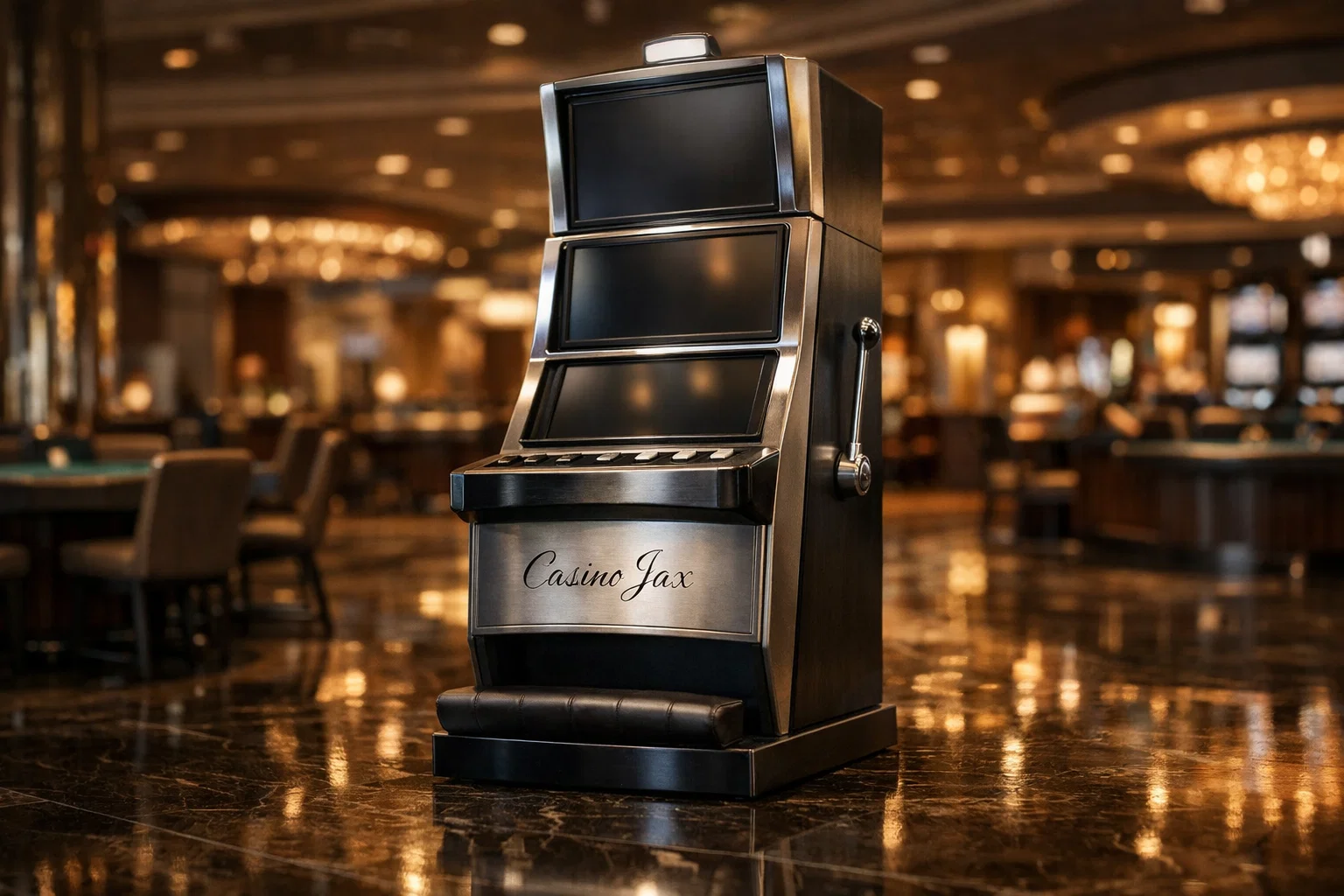 Cityscape of Casino Jax, vibrant and digital